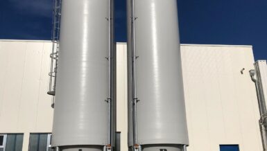 2 stuks zetmeelsilo's 100m³ voor de papierindustrie