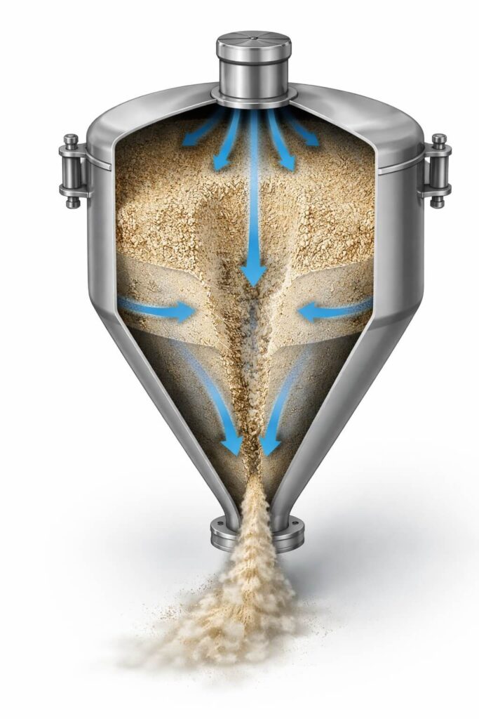 Permeabiliteitsverlies tijdens hopperuitstroming: