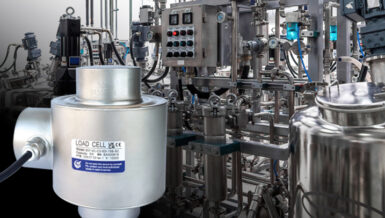 Compressie loadcell gemonteerd onder een silo in een procesinstallatie